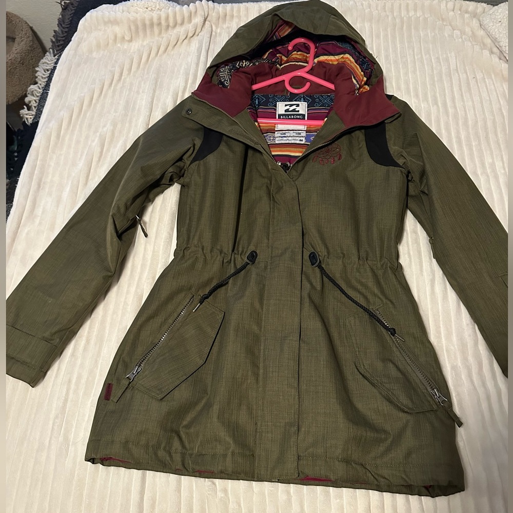 Billabong army green snowboard jacket size medium